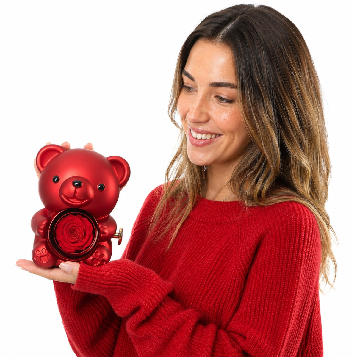 Ewige Liebe – Rosenbär mit Versteckter Halskette